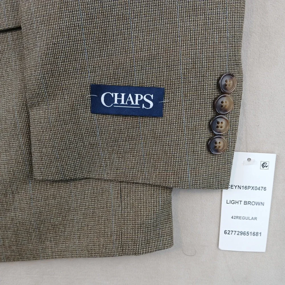 Chaps 42R‎ Mens Blazer Sport Coat Jacket NWT Brown 21x30 FLAW